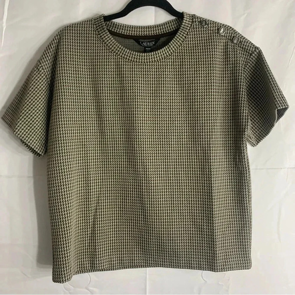 NWT Lauren Ralph Lauren Houndstooth Jacquard Crewneck Short Sleeve Top, size PM - Picture 12 of 12